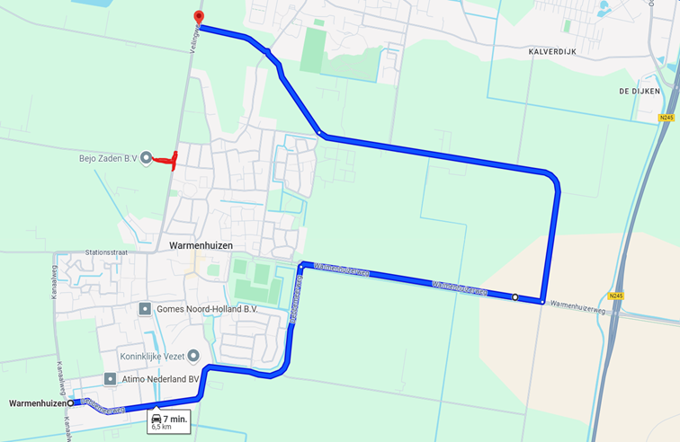 Wegafsluiting Veilingweg Warmenhuizen eind juni
