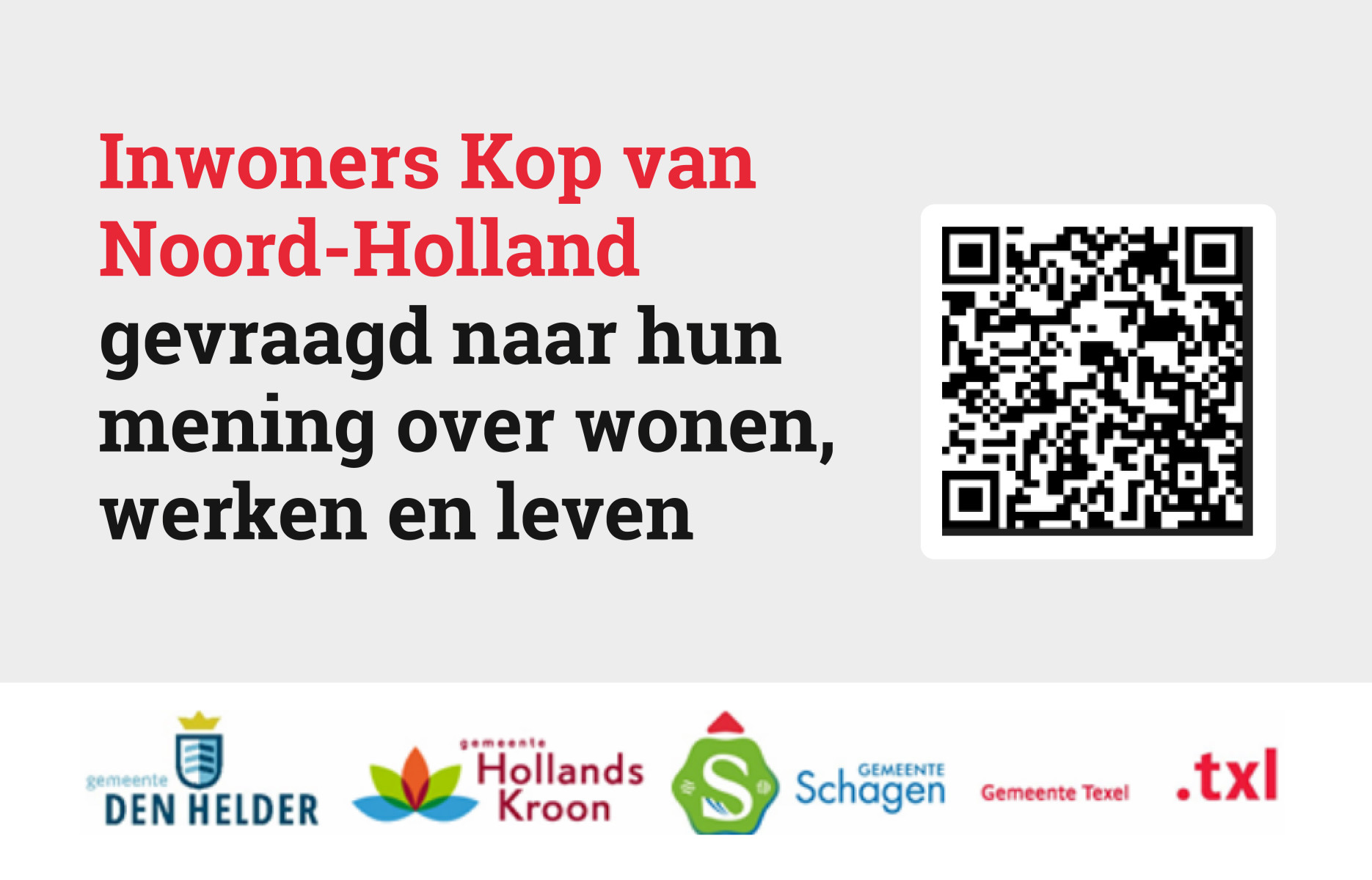 Inwoners Kop van Noord-Holland gevraagd naar hun mening over wonen, werken en leven